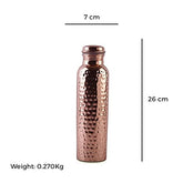 Copper Hammered Bottle Suitable For Home, School, College & Office - 1 Liter, 270 Grams, Leak Proof | Rust Proof, Easy To Carry, Pure & Healthy, 100% Toxin Free